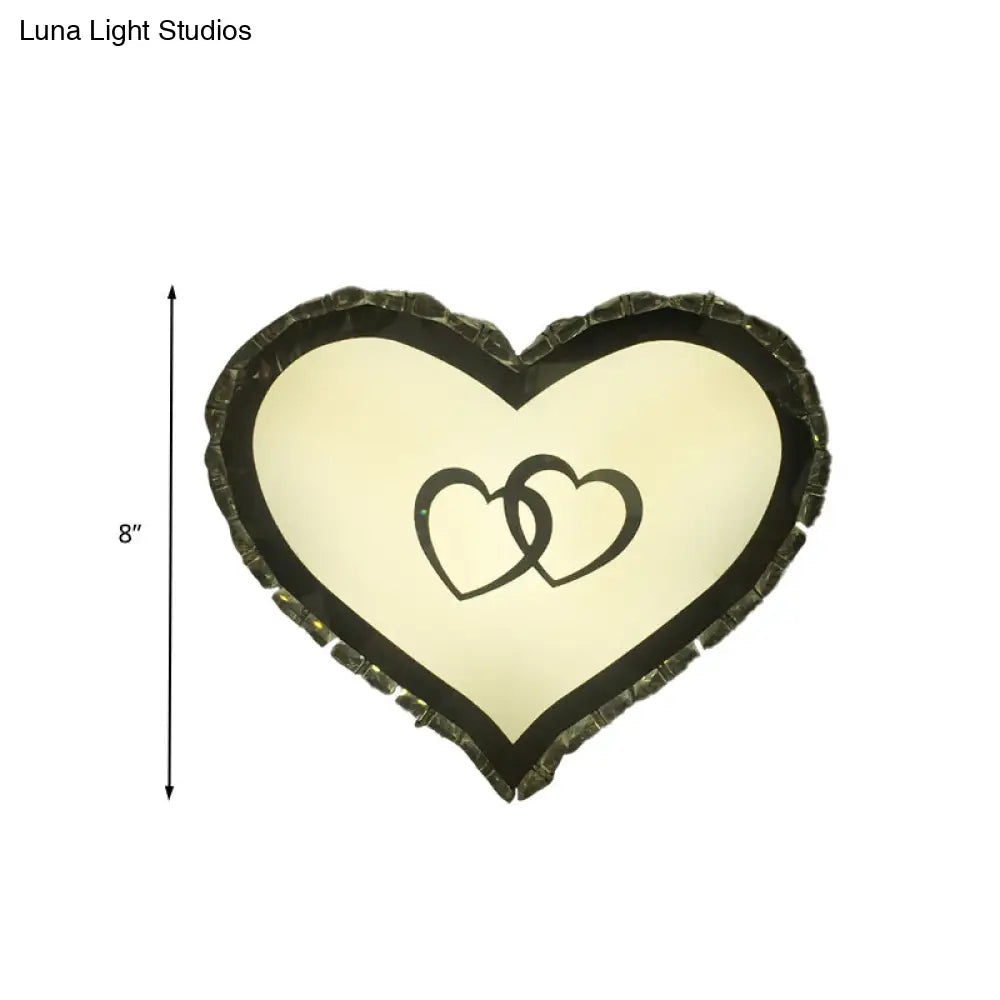 DecorBites™ LED Bedroom Wall Sconce with Heart-Shaped Crystal Shade in Warm/White Light - Simple & Chic Wall Lighting Fixture