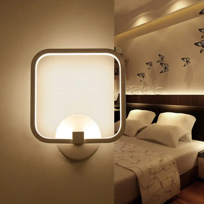 DecorBites™ LED Bedside Wall Light White Sconce with Square Acrylic Shade - Choose Your Light Tone
