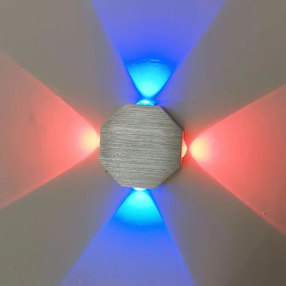 DecorBites™ LED Beer Pub Wall Sconce: Modern Nickel Finish Fixture w/ Aluminum Hexagon Shade, Colorful Light Options