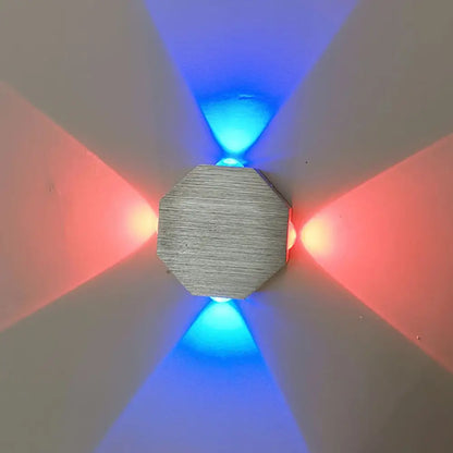DecorBites™ LED Beer Pub Wall Sconce: Modern Nickel Finish Fixture w/ Aluminum Hexagon Shade, Colorful Light Options