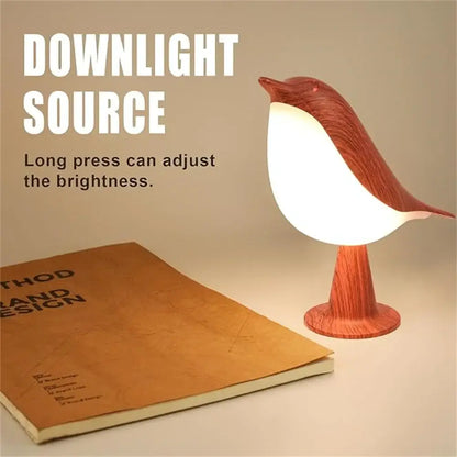 Art deco wooden bird lamp rechargeable bedroom nightlight