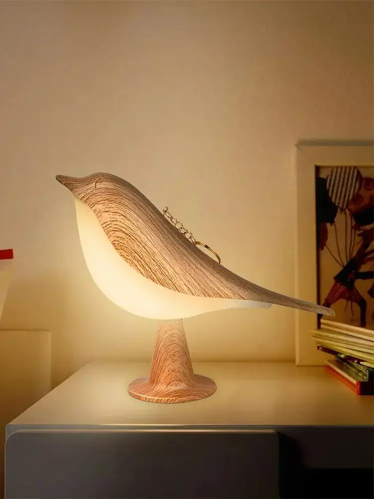 Art deco wooden bird lamp rechargeable bedroom nightlight