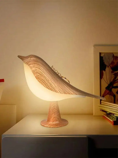 Art deco wooden bird lamp rechargeable bedroom nightlight