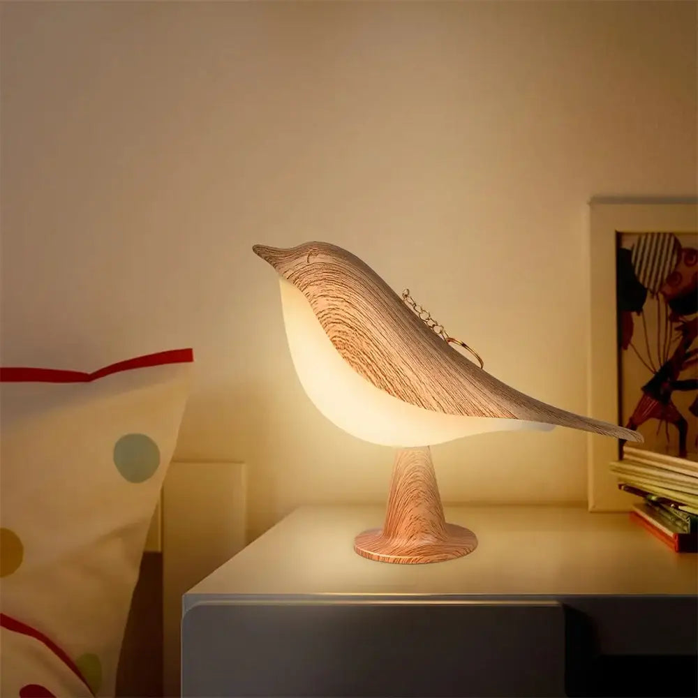 Art deco wooden bird lamp rechargeable bedroom nightlight