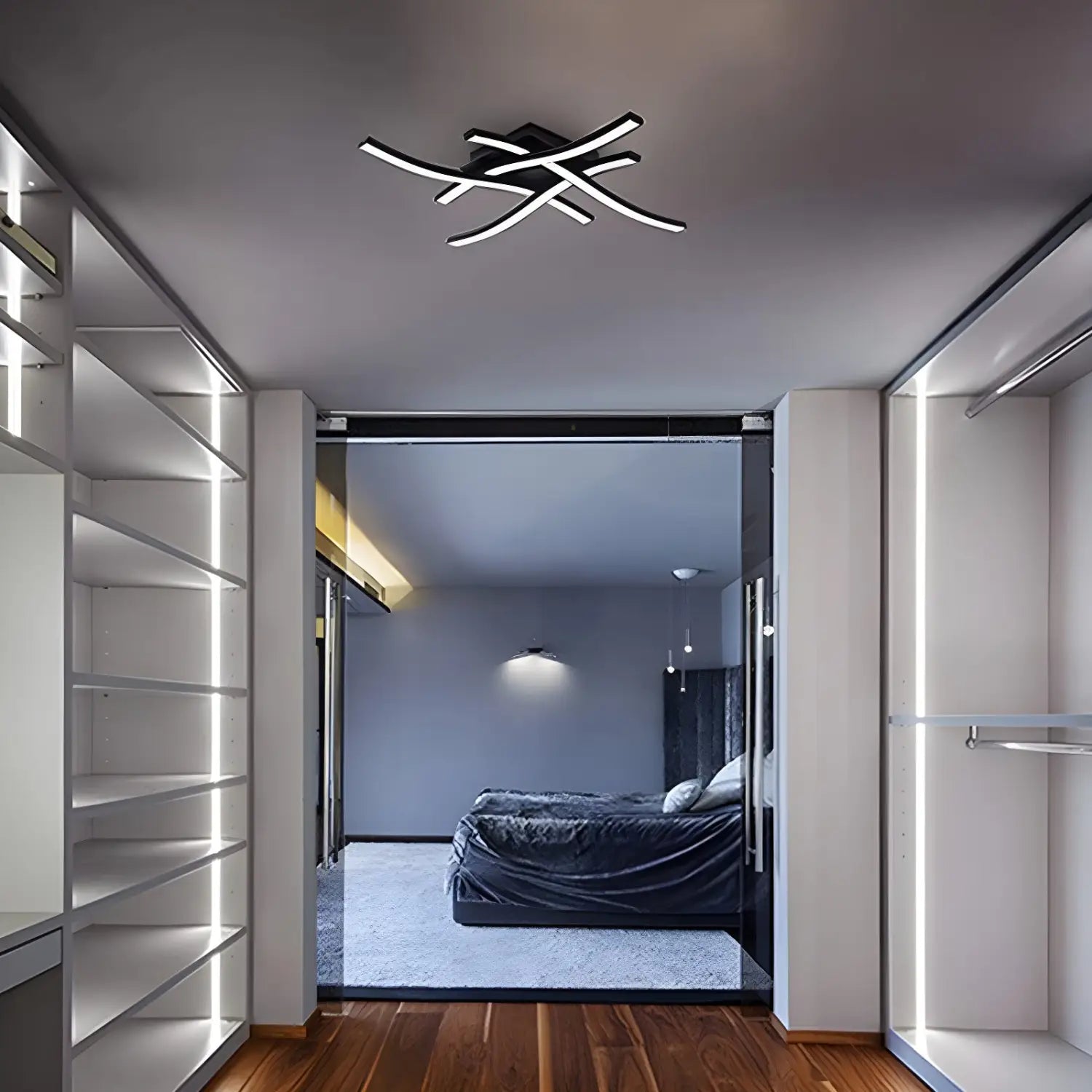 LED Ceiling Light Modern Wave Lamp for Living Room, Bedroom & Study