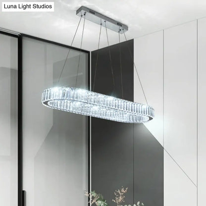 DecorBites™ LED Crystal Pendant Light for Restaurant with Stainless Steel Island Design