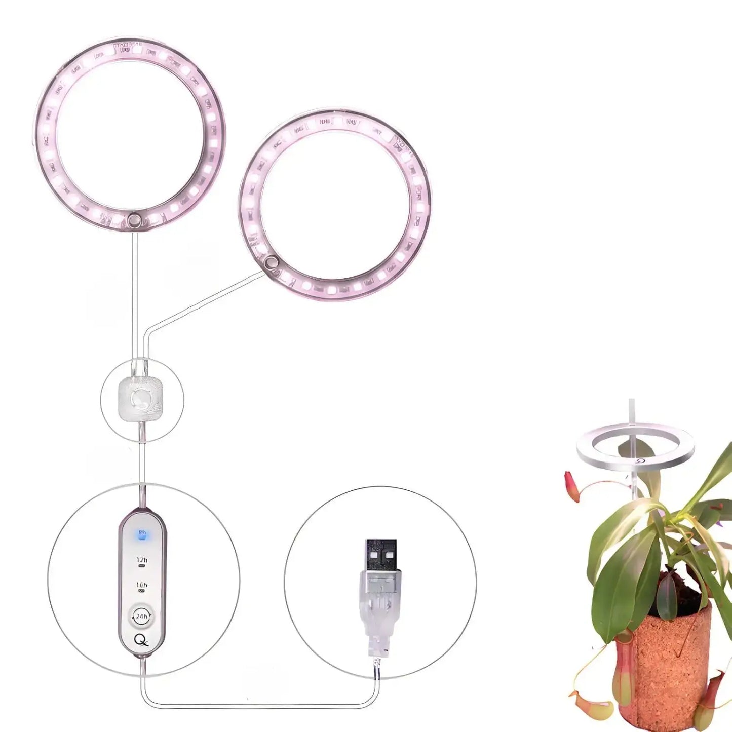 LED Grow Light Full Spectrum Angel Ring USB Lamp for Indoor Plants