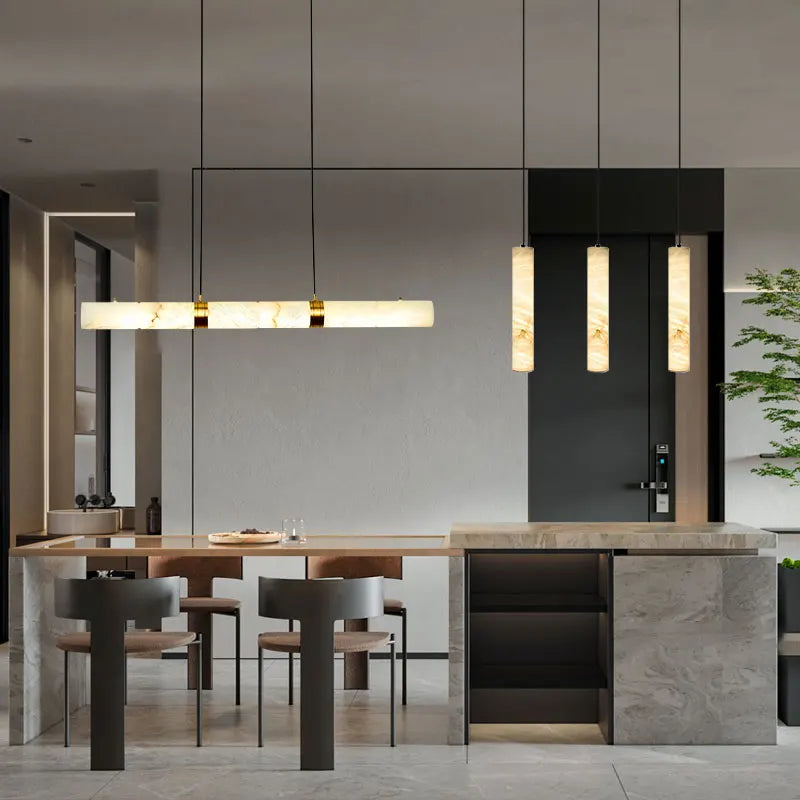 DecorBites™ LED Marble Hanging Lamps - White Alabaster