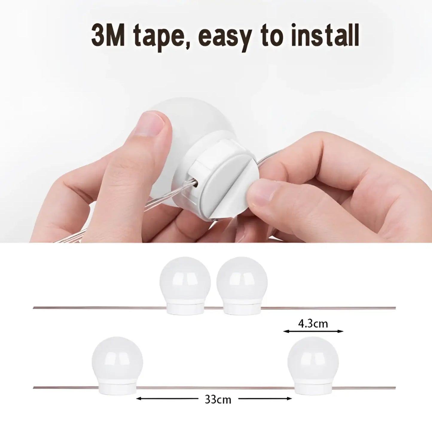 LED Mirror Light Bulbs with USB Touch Switch for Vanity & Dressing Table