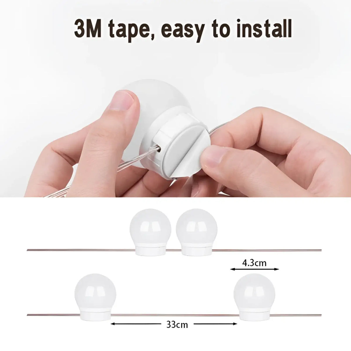 LED Mirror Light Bulbs with USB Touch Switch for Vanity & Dressing Table