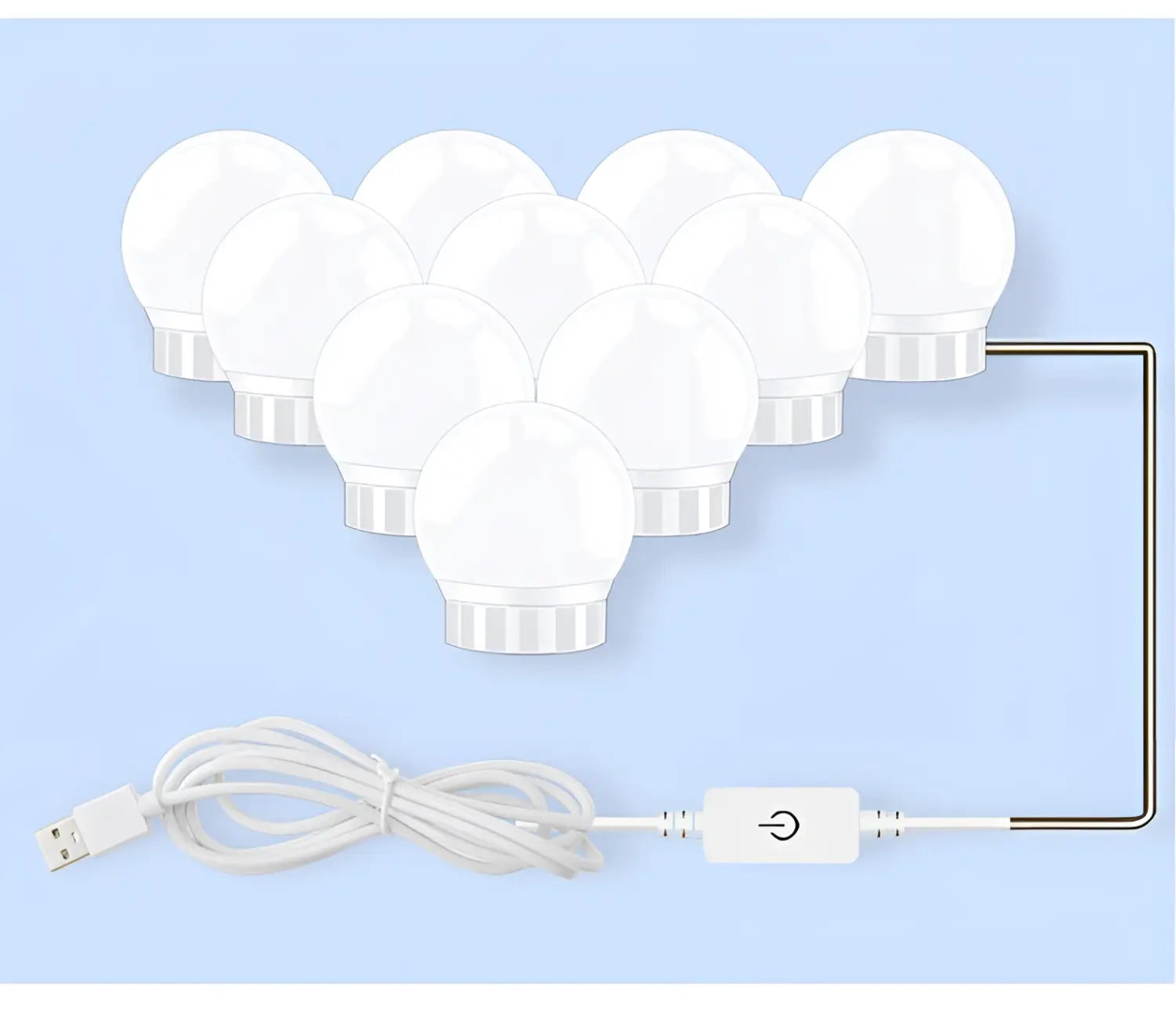 LED Mirror Light Bulbs with USB Touch Switch for Vanity & Dressing Table