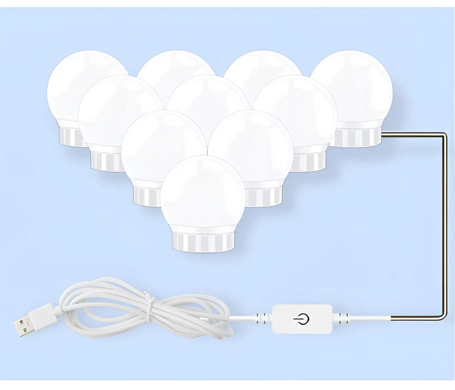 LED Mirror Light Bulbs with USB Touch Switch for Vanity & Dressing Table