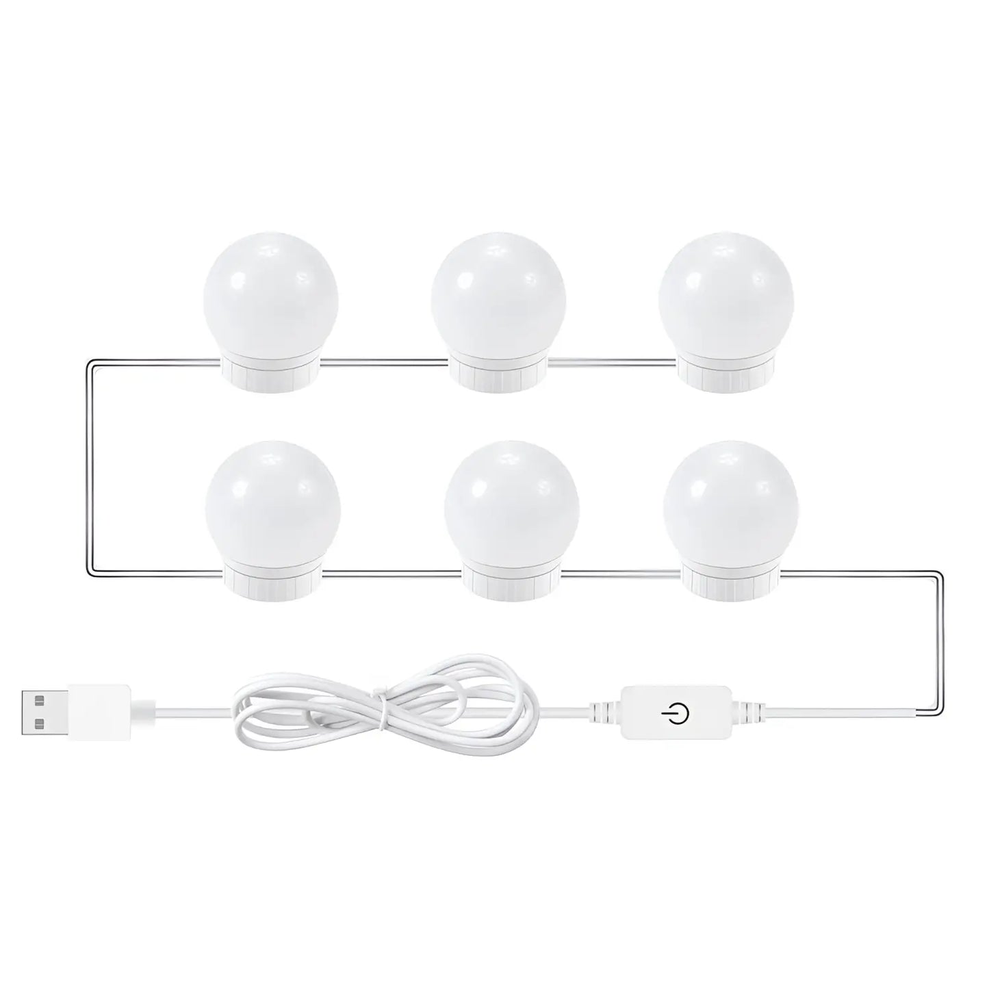 LED Mirror Light Bulbs with USB Touch Switch for Vanity & Dressing Table