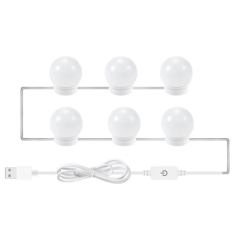 LED Mirror Light Bulbs with USB Touch Switch for Vanity & Dressing Table