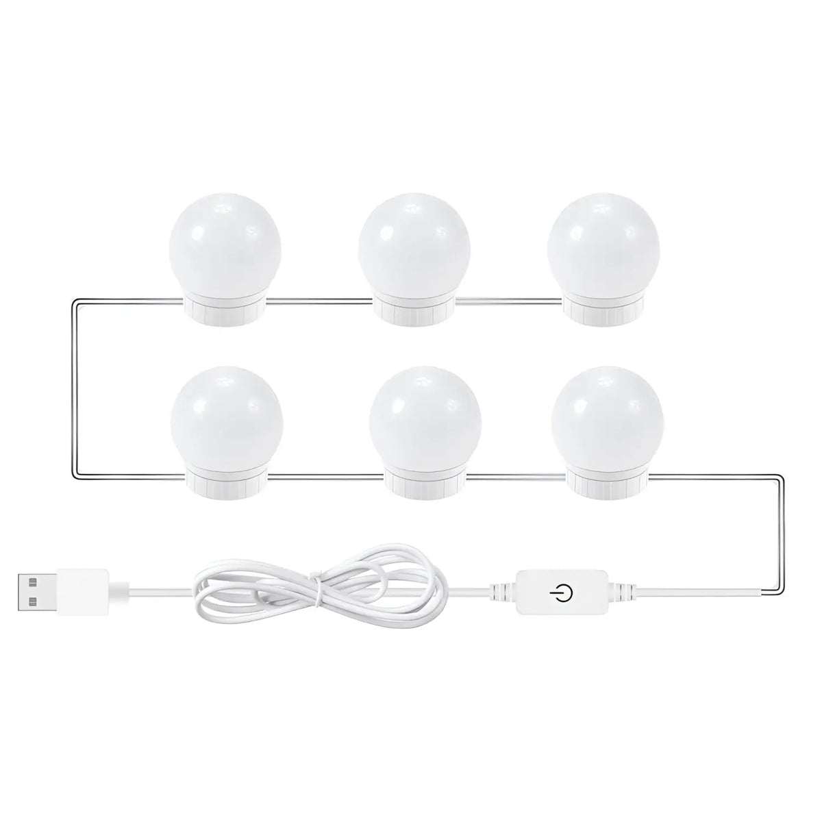 LED Mirror Light Bulbs with USB Touch Switch for Vanity & Dressing Table