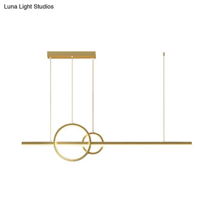DecorBites™ LED Restaurant Island Pendant - Contemporary Black/Gold Metal Shade with Warm/White Lighting
