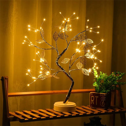 DecorBites™ LED Rose Leaf Table Lamp USB Christmas Tree Fairy Light Night Lights Home DIY Party Wedding Bedroom Decoration Mother's Day Gift