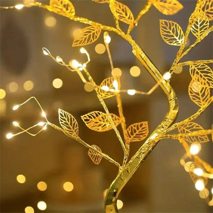 DecorBites™ LED Rose Leaf Table Lamp USB Christmas Tree Fairy Light Night Lights Home DIY Party Wedding Bedroom Decoration Mother's Day Gift