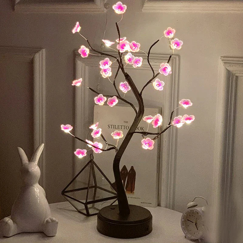 DecorBites™ LED Rose Leaf Table Lamp USB Christmas Tree Fairy Light Night Lights Home DIY Party Wedding Bedroom Decoration Mother's Day Gift