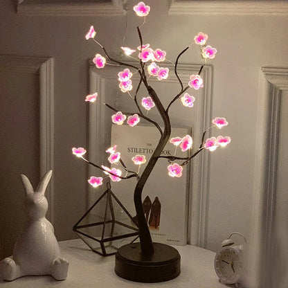 DecorBites™ LED Rose Leaf Table Lamp USB Christmas Tree Fairy Light Night Lights Home DIY Party Wedding Bedroom Decoration Mother's Day Gift