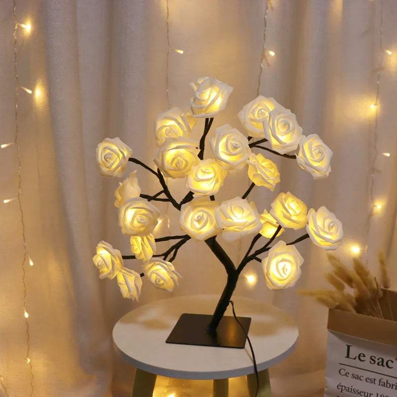 DecorBites™ LED Rose Tree Lamp, USB Powered Flower Night Light, Atmosphere Lighting for Holiday Parties Weddings Gift Lover Home Decor