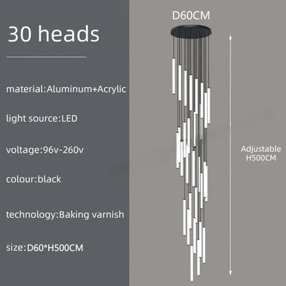 DecorBites™ LED Spiral Staircase Ceiling Chandelier