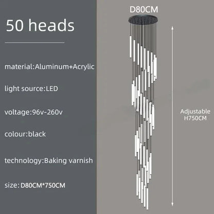 DecorBites™ LED Spiral Staircase Chandelier for Home