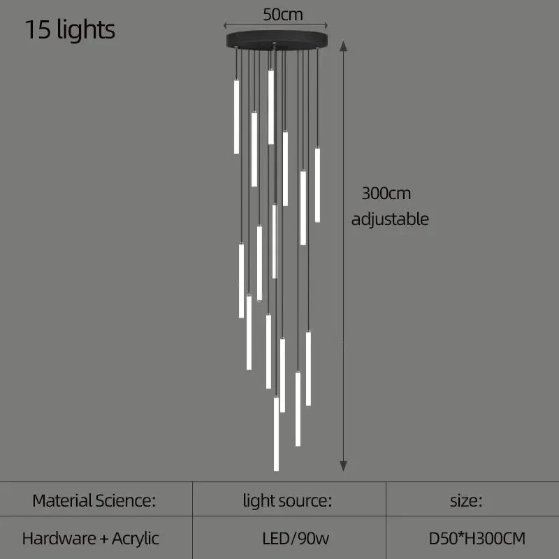 DecorBites™ LED Spiral Staircase Chandelier for Home