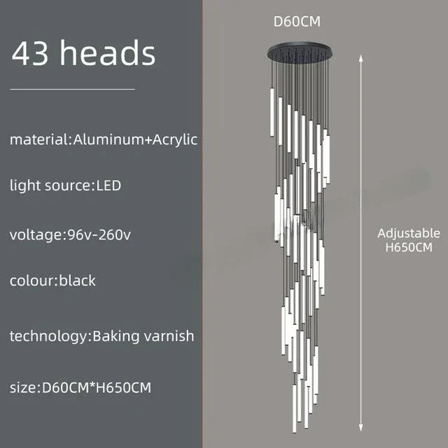 DecorBites™ LED Spiral Staircase Chandelier - Modern Home Lighting