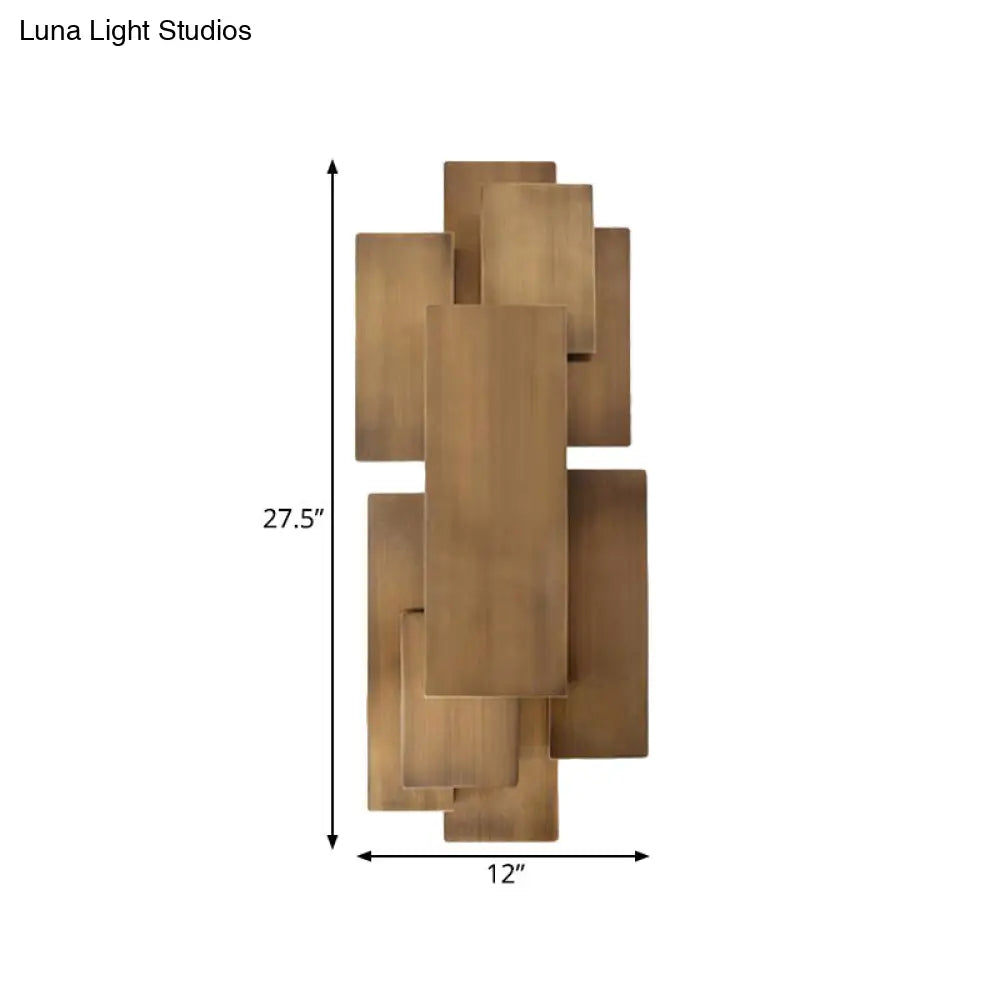 DecorBites™ LED Wall Sconce with Metallic Rectangular Shade for Stairway or Dark Wood