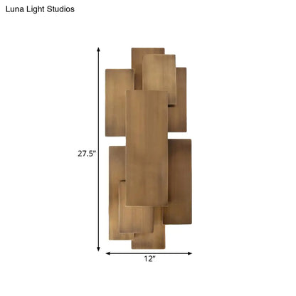 DecorBites™ LED Wall Sconce with Metallic Rectangular Shade for Stairway or Dark Wood