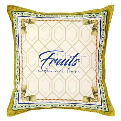 Lemon print chenille cushion cover living room waterproof cream decor