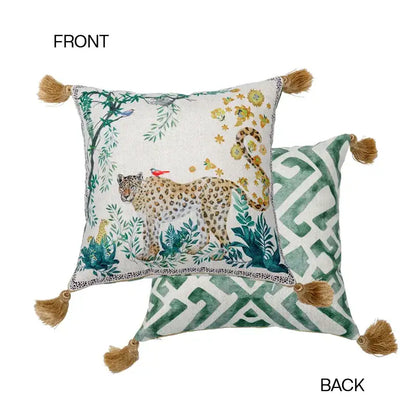 Leopard decorative cushion cover green & yellow living room pillow