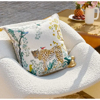 Leopard decorative cushion cover green & yellow living room pillow
