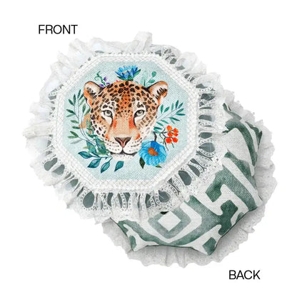 Leopard decorative cushion cover green & yellow living room pillow