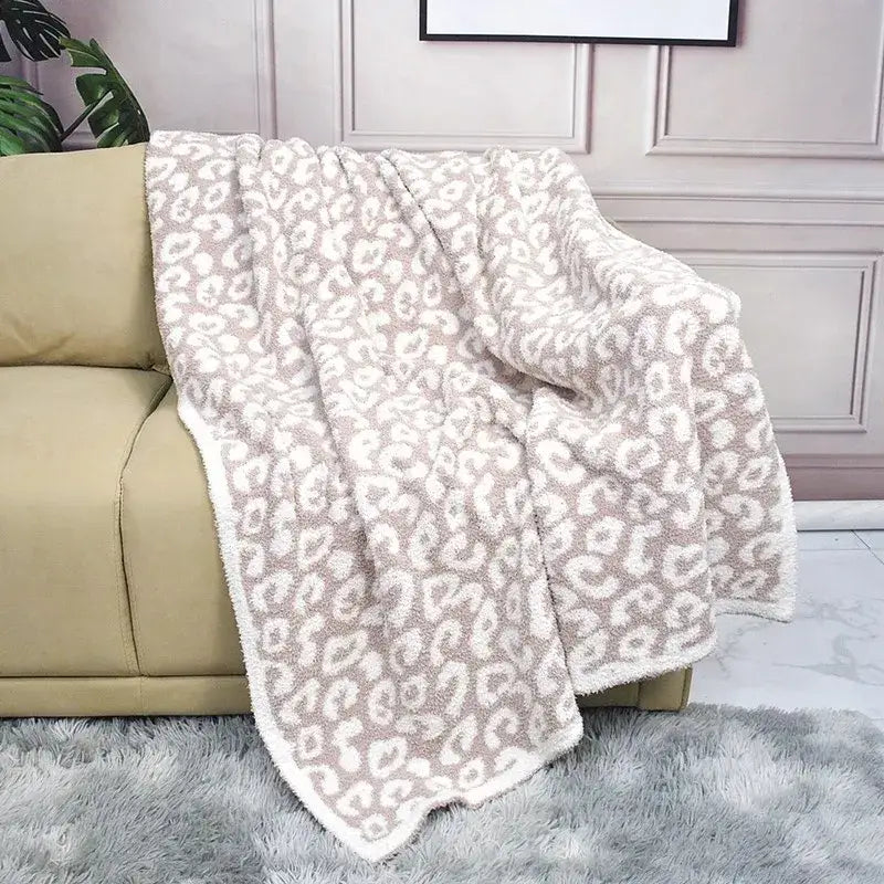 Leopard print cozy flannel velvet blanket bedroom sofa throw