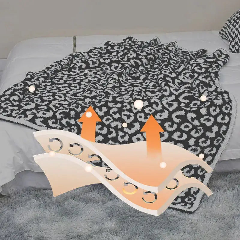 Leopard print cozy flannel velvet blanket bedroom sofa throw