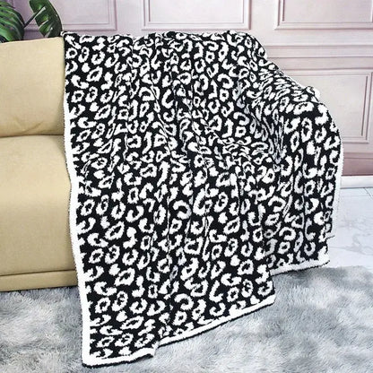 Leopard print cozy flannel velvet blanket bedroom sofa throw