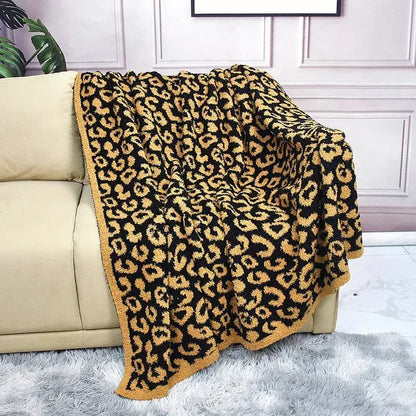 Leopard print cozy flannel velvet blanket bedroom sofa throw