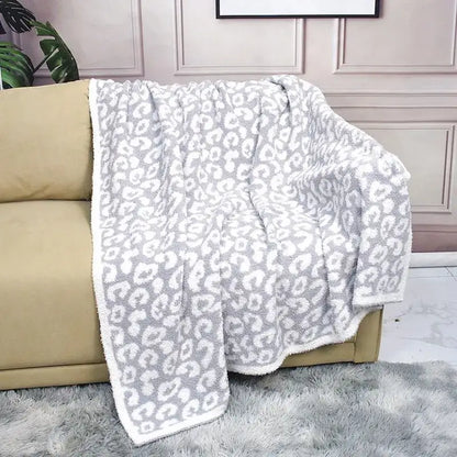 Leopard print cozy flannel velvet blanket bedroom sofa throw