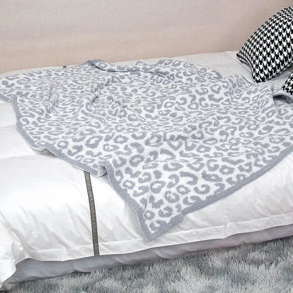 Leopard print cozy flannel velvet blanket bedroom sofa throw
