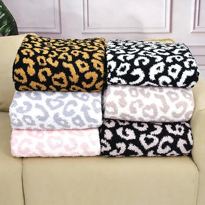 Leopard print cozy flannel velvet blanket bedroom sofa throw