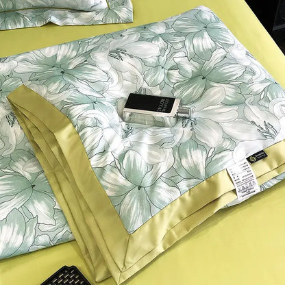 Leopard print cream & blue satin pillow sham bedroom decor