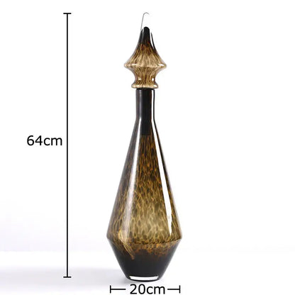 Leopard print glass vase set amber & black decanters living room decor