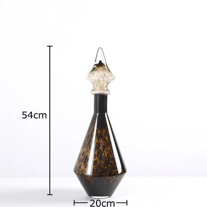 Leopard print glass vase set amber & black decanters living room decor