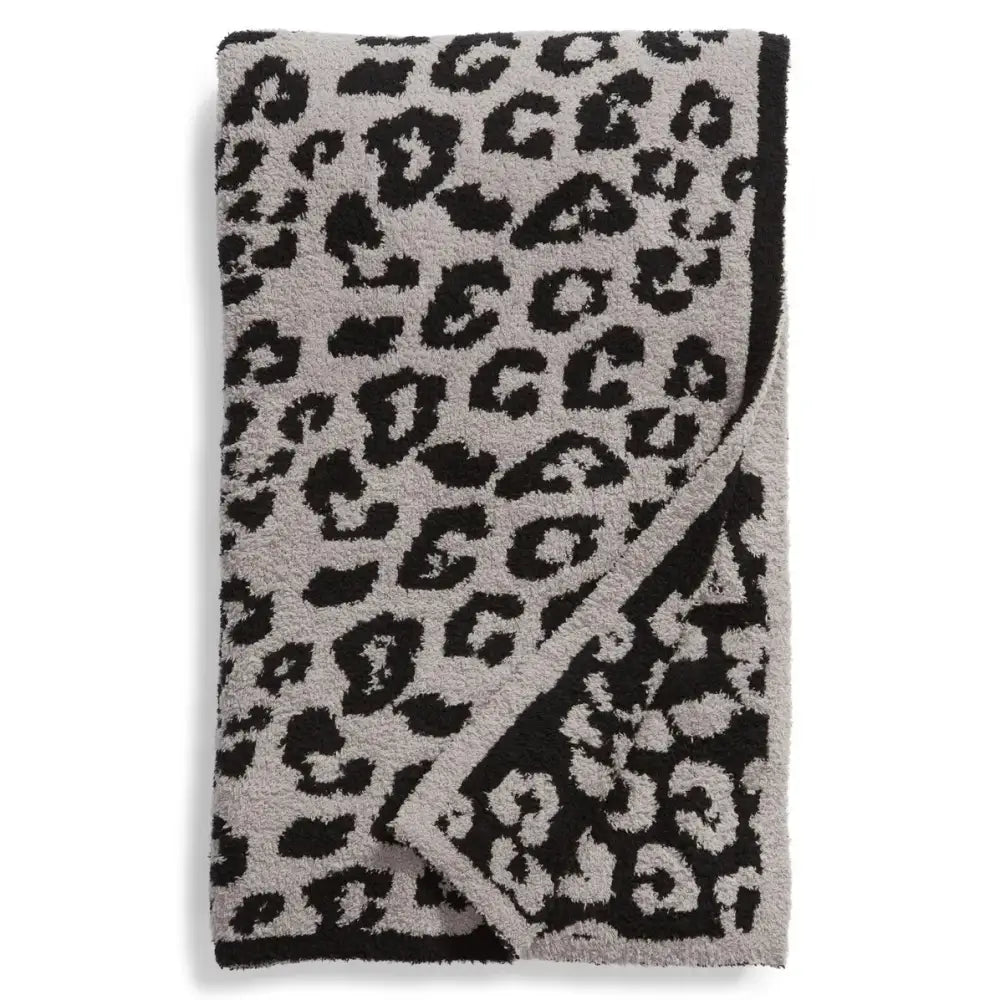Leopard print knitted fleece blanket bedroom sofa throw
