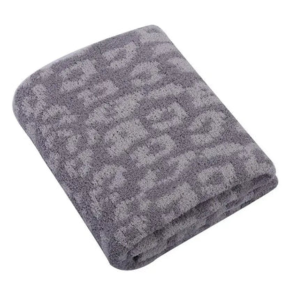 Leopard print knitted fleece blanket bedroom sofa throw