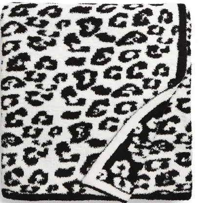 Leopard print knitted fleece blanket bedroom sofa throw