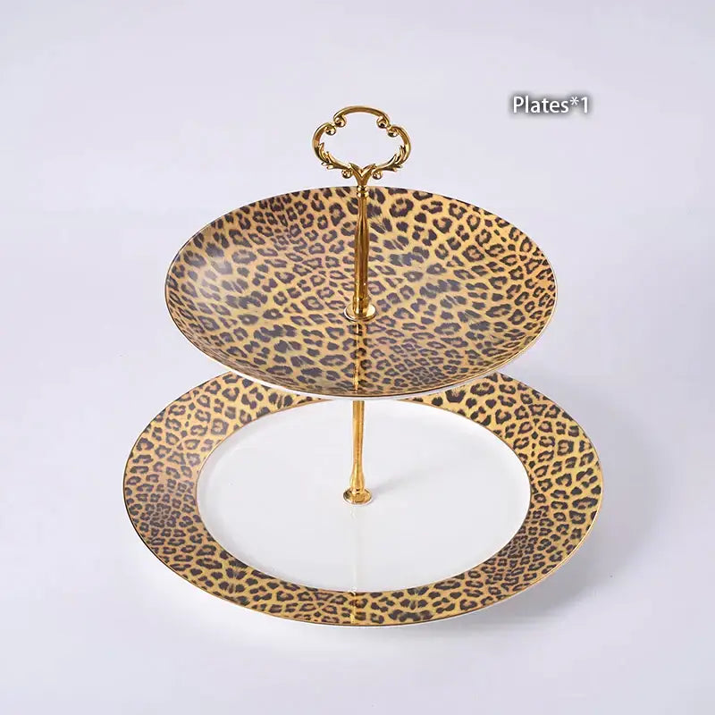 Leopard print porcelain coffee set with gold accents dining room decor