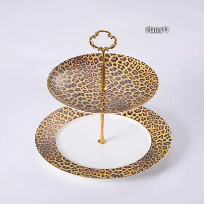 Leopard print porcelain coffee set with gold accents dining room decor